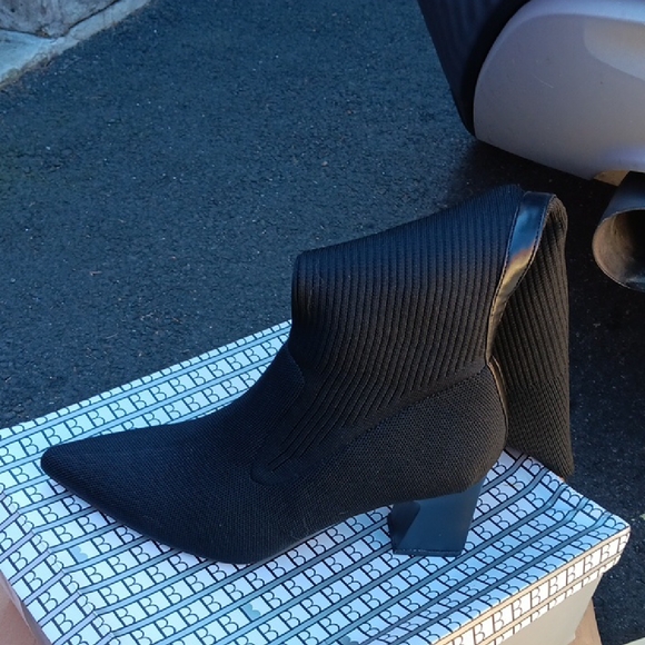 Bebe Textured Black Ankle Booties - Picture 1 of 3